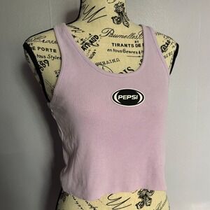 Pepsi Ribbed Tank Top Lavender Purple Crop Scoop Neck Forever 21 Women Large